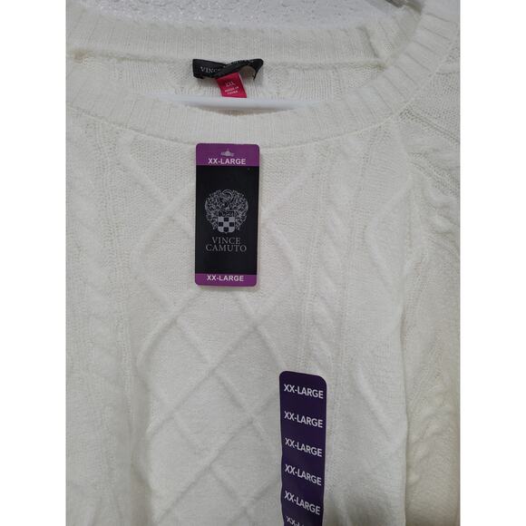 Vince Camuto Women's Cream Argyle Long Sleeve Sweater size XXL #16 - Picture 2 of 3